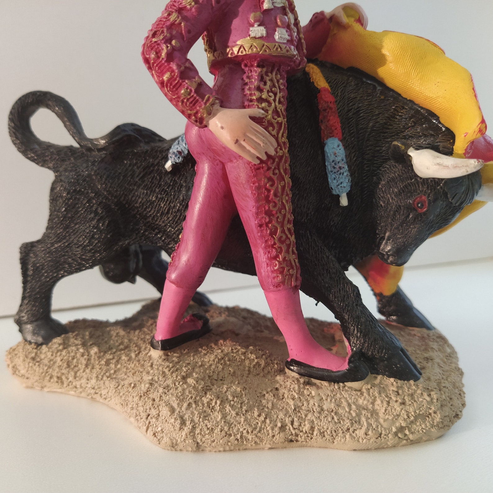 Vintage figurine matador with bull spanish statue hand | Etsy