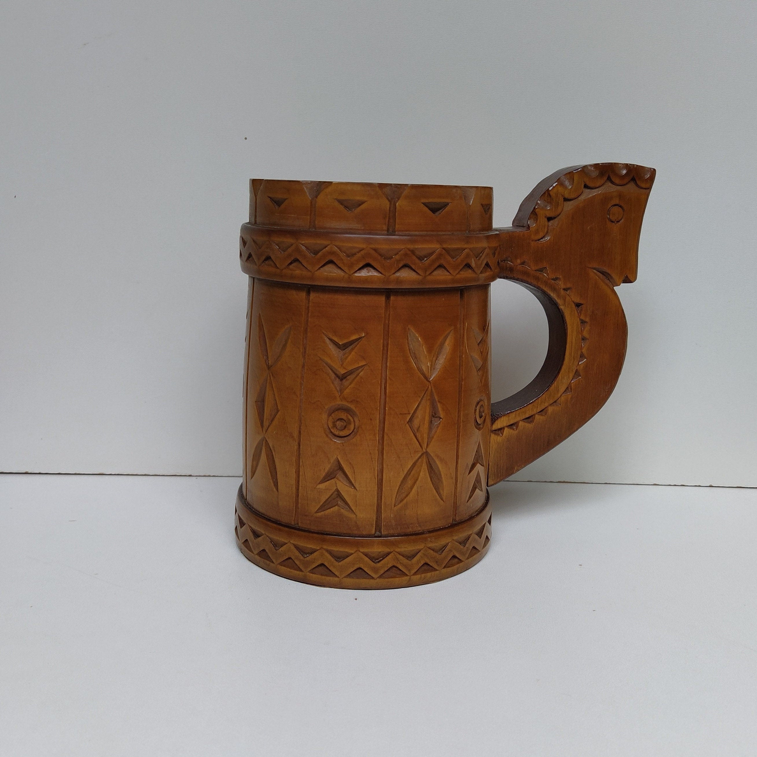 viking wooden beer mug