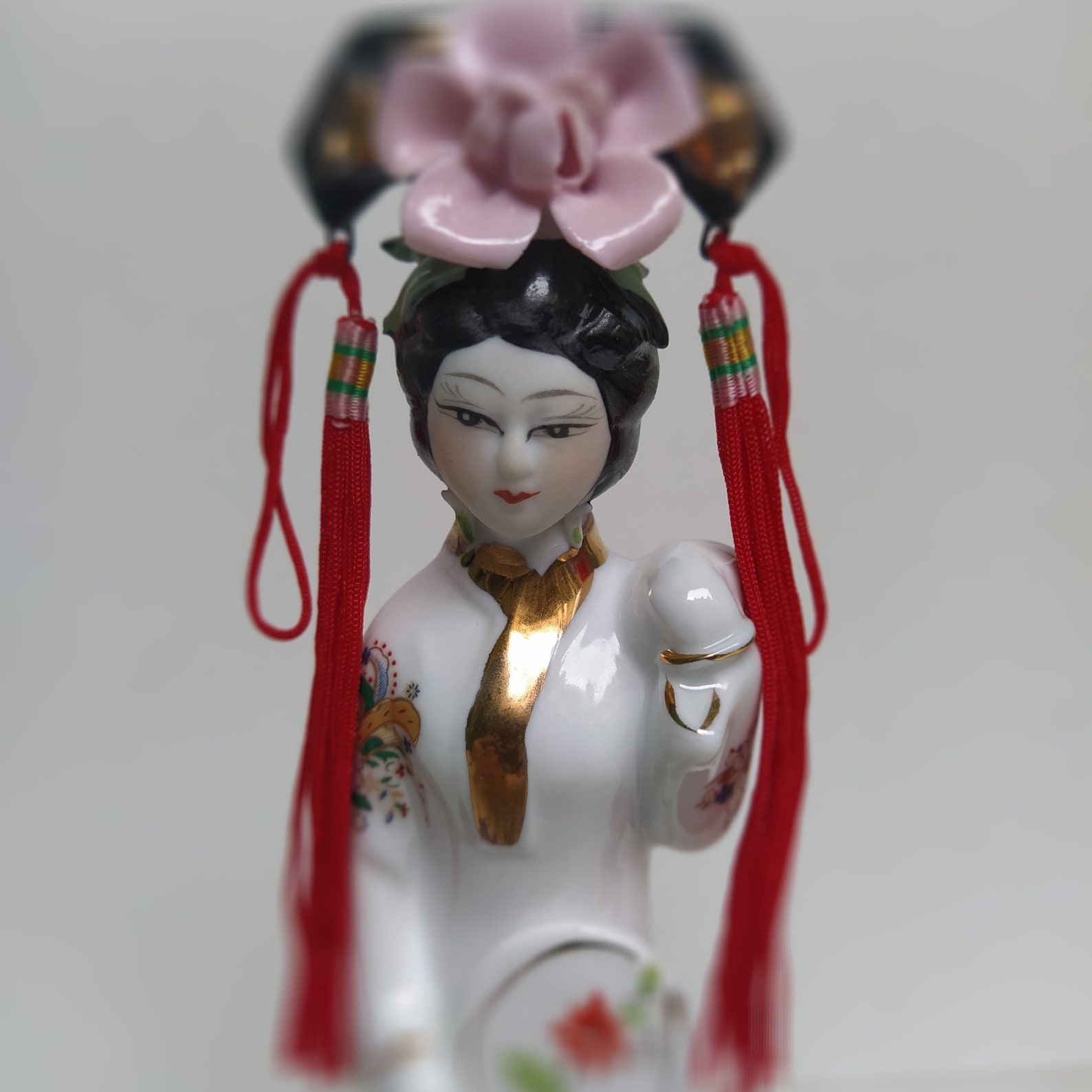 Japan Ceramic Geisha Figurine in White Kimono With Fan Etsy