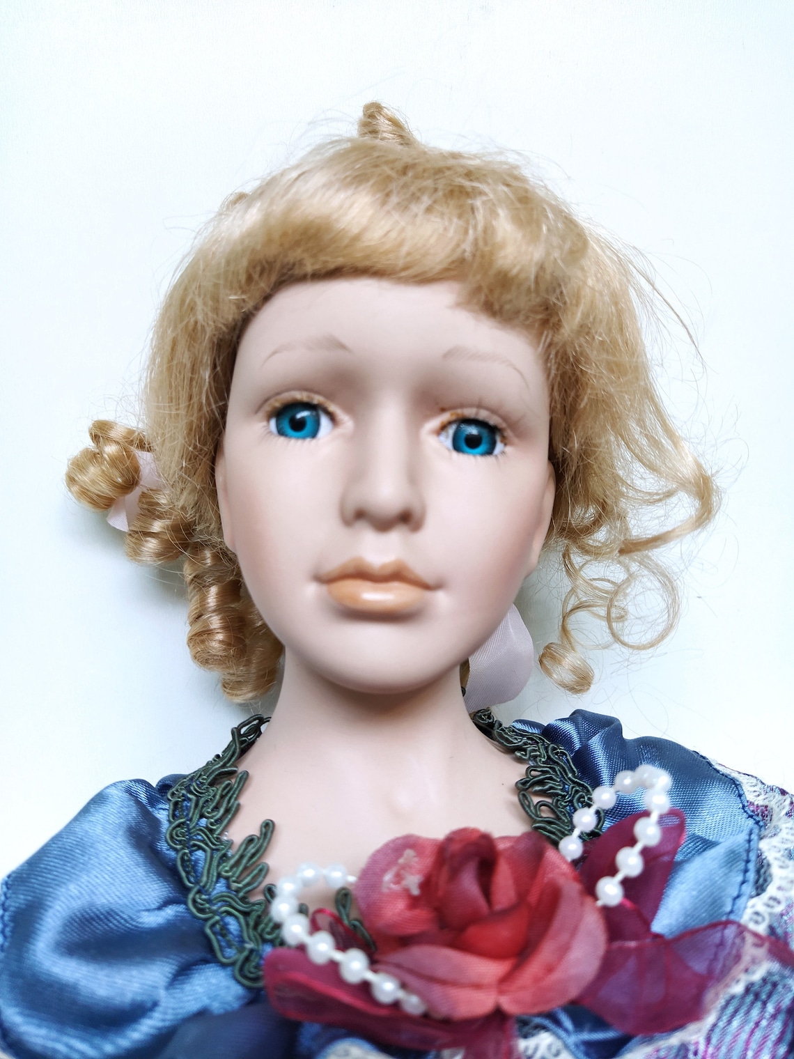 Porcelain doll vintage victorian in blue dress Doll Etsy