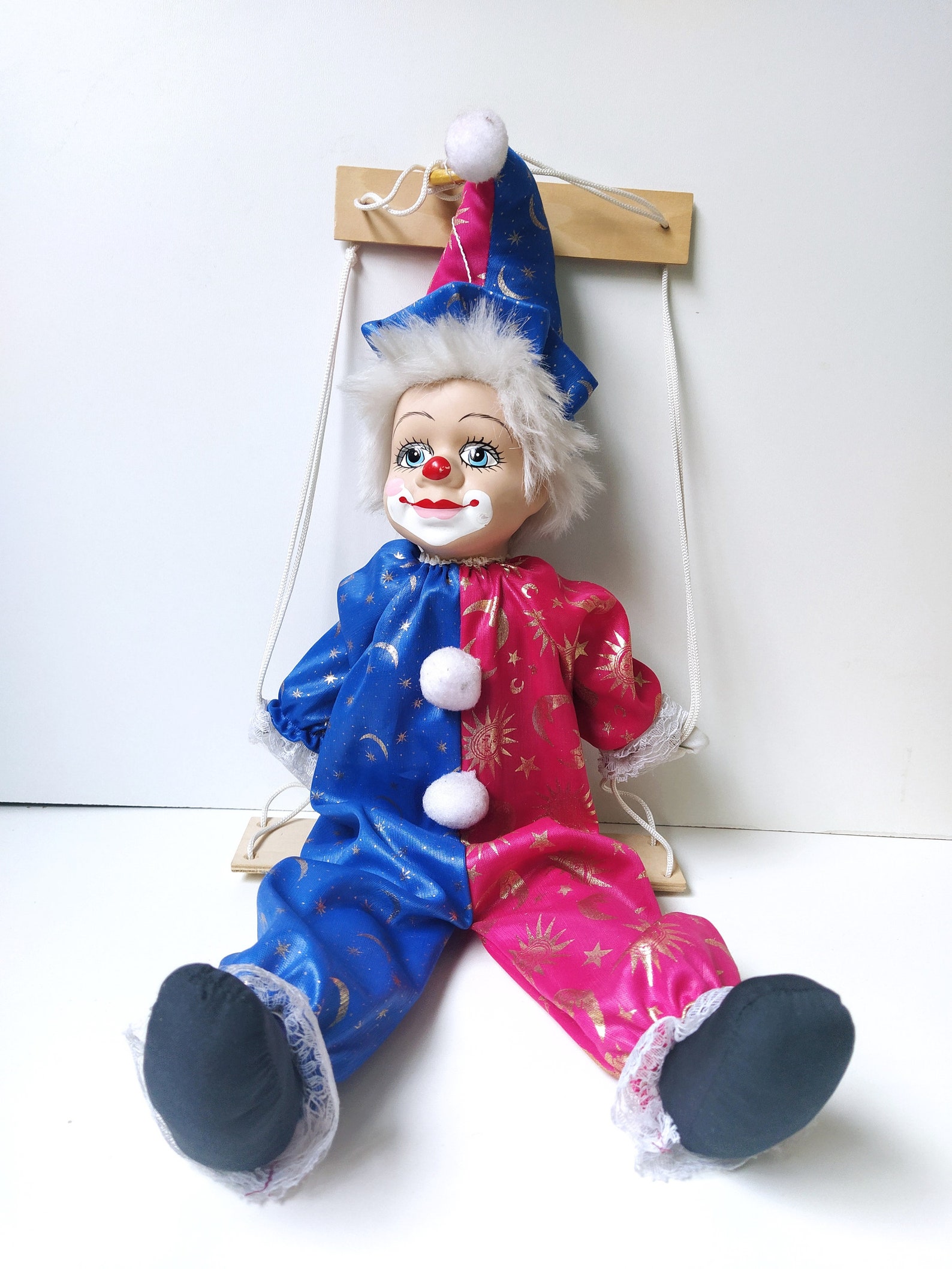 Vintage porcelain clown doll on swing 57 cm / 22 Big Etsy