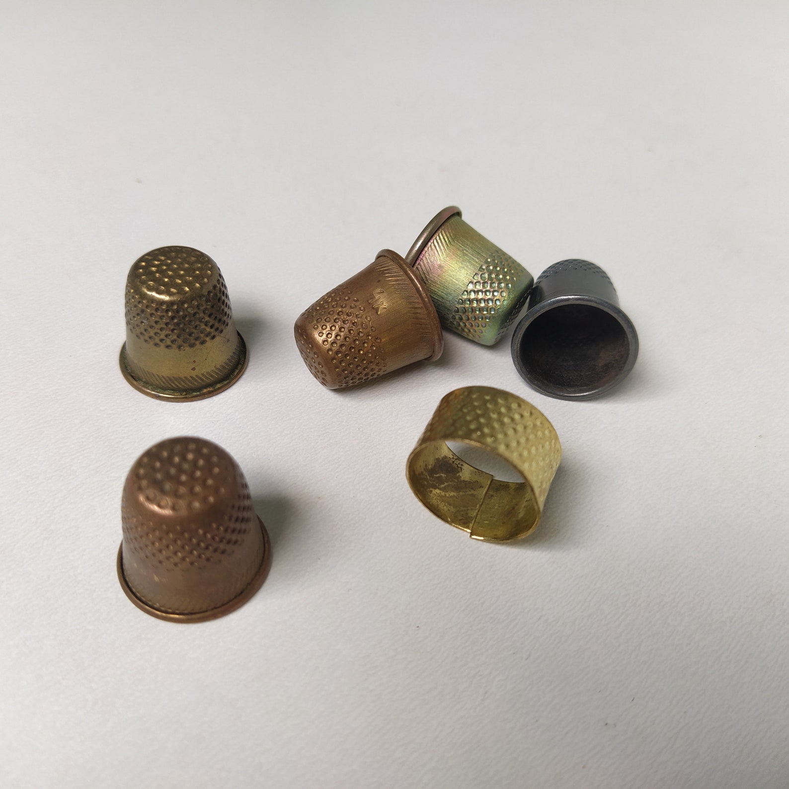 Metal thimble vintage set of 6 piece Rare soviet steel Etsy