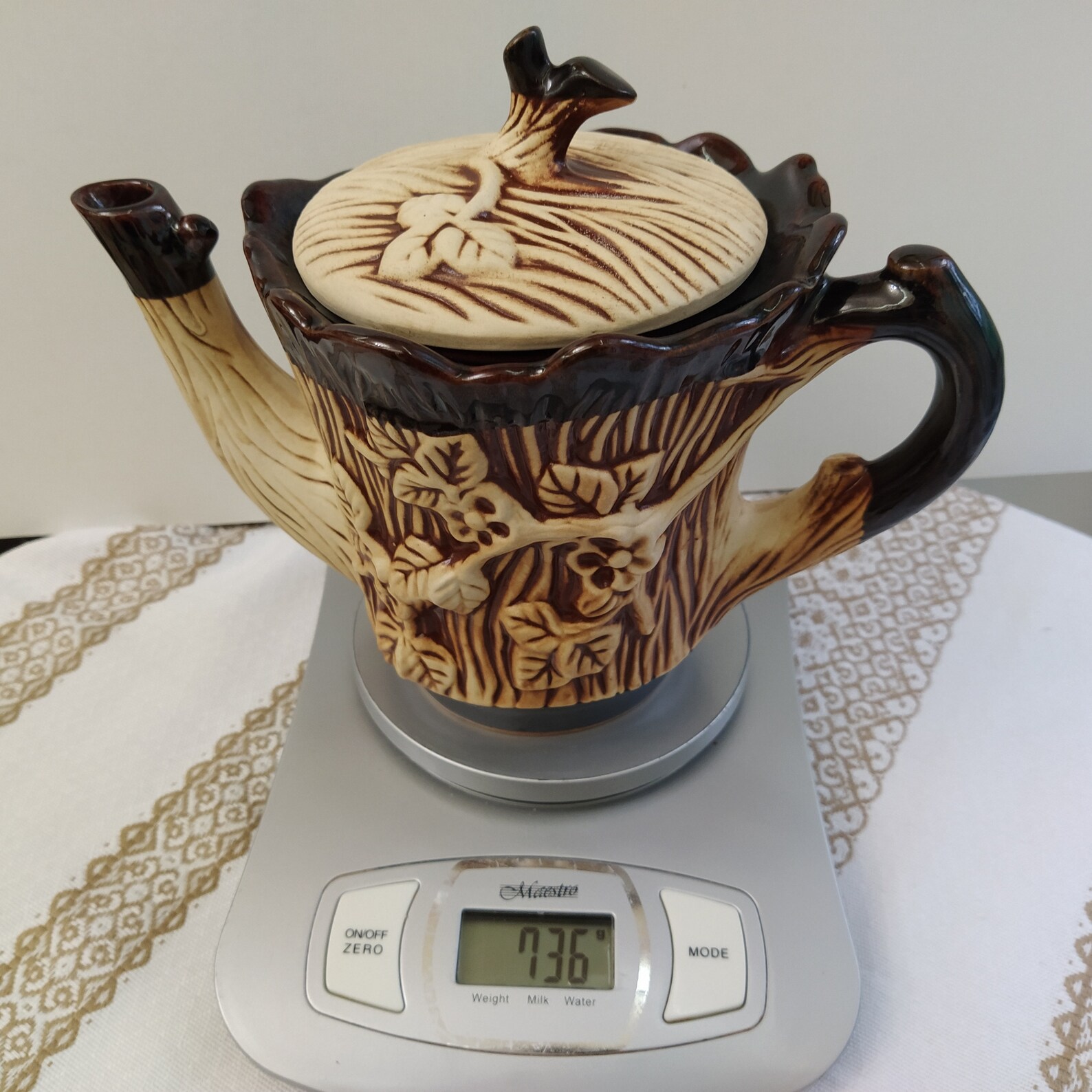 Ukrainian handmade clay teapot set Big brown fired clay drip Etsy