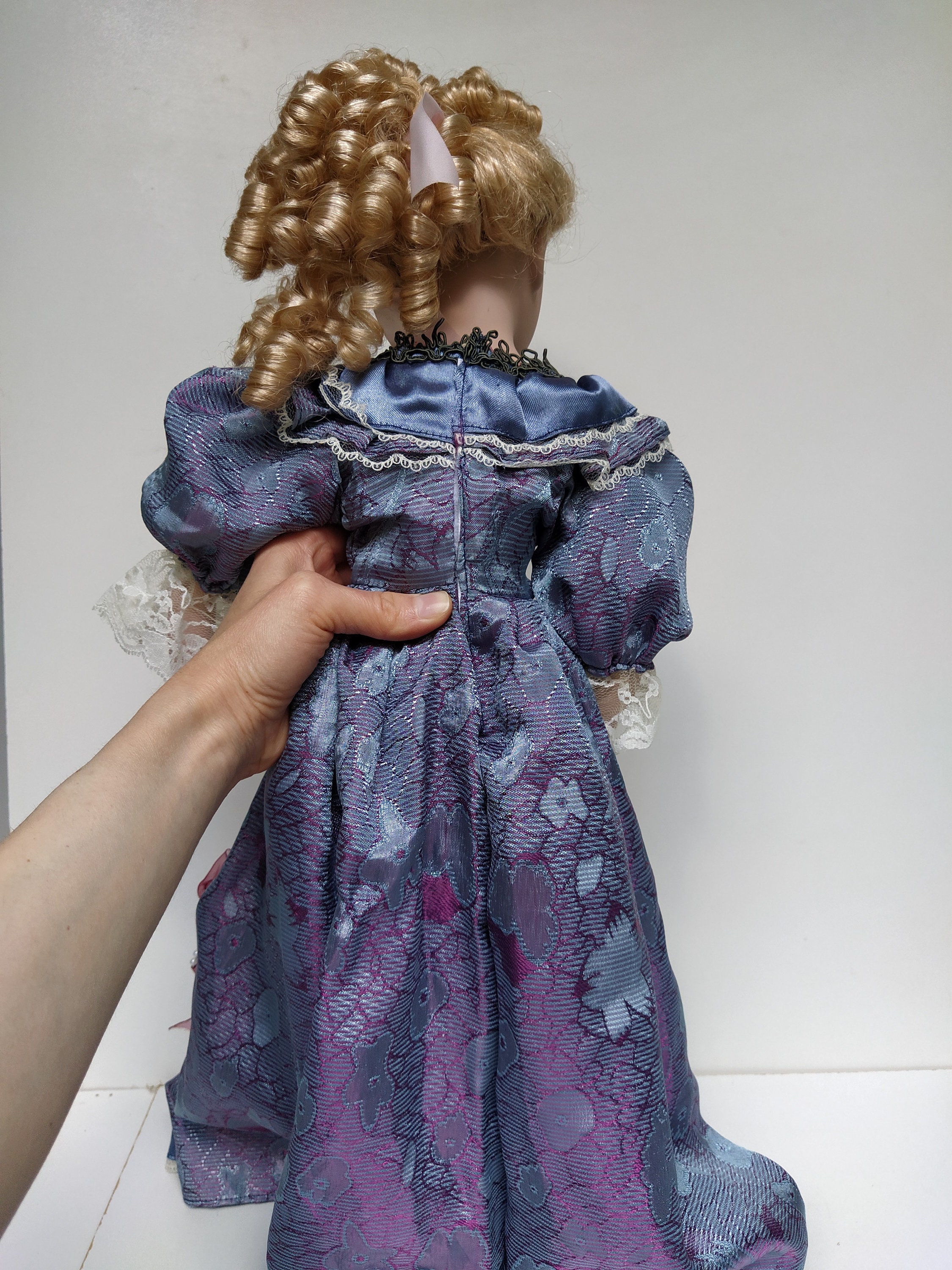 Porcelain doll vintage victorian in blue dress Doll Etsy