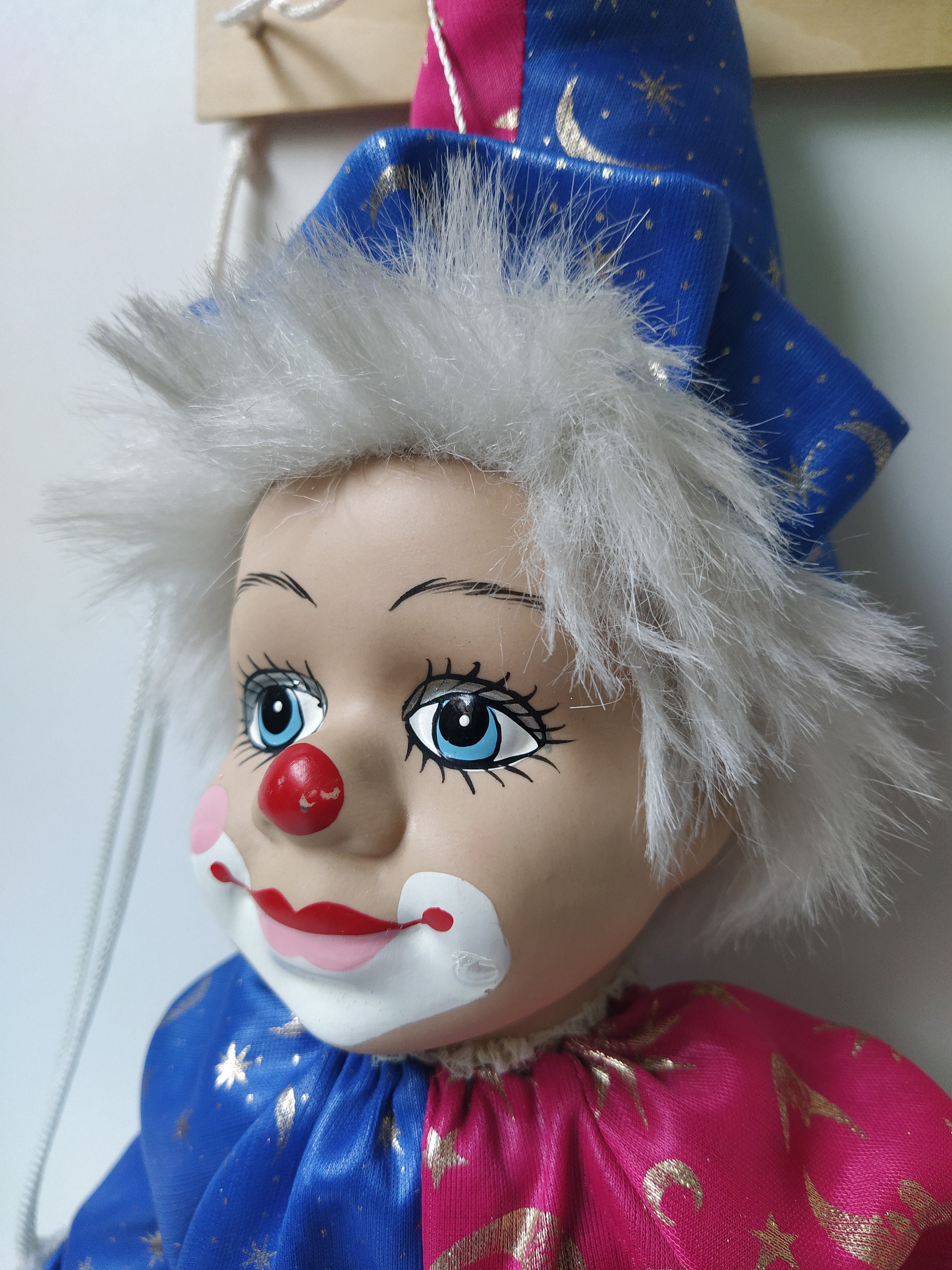 Vintage porcelain clown doll on swing 57 cm / 22 Big Etsy