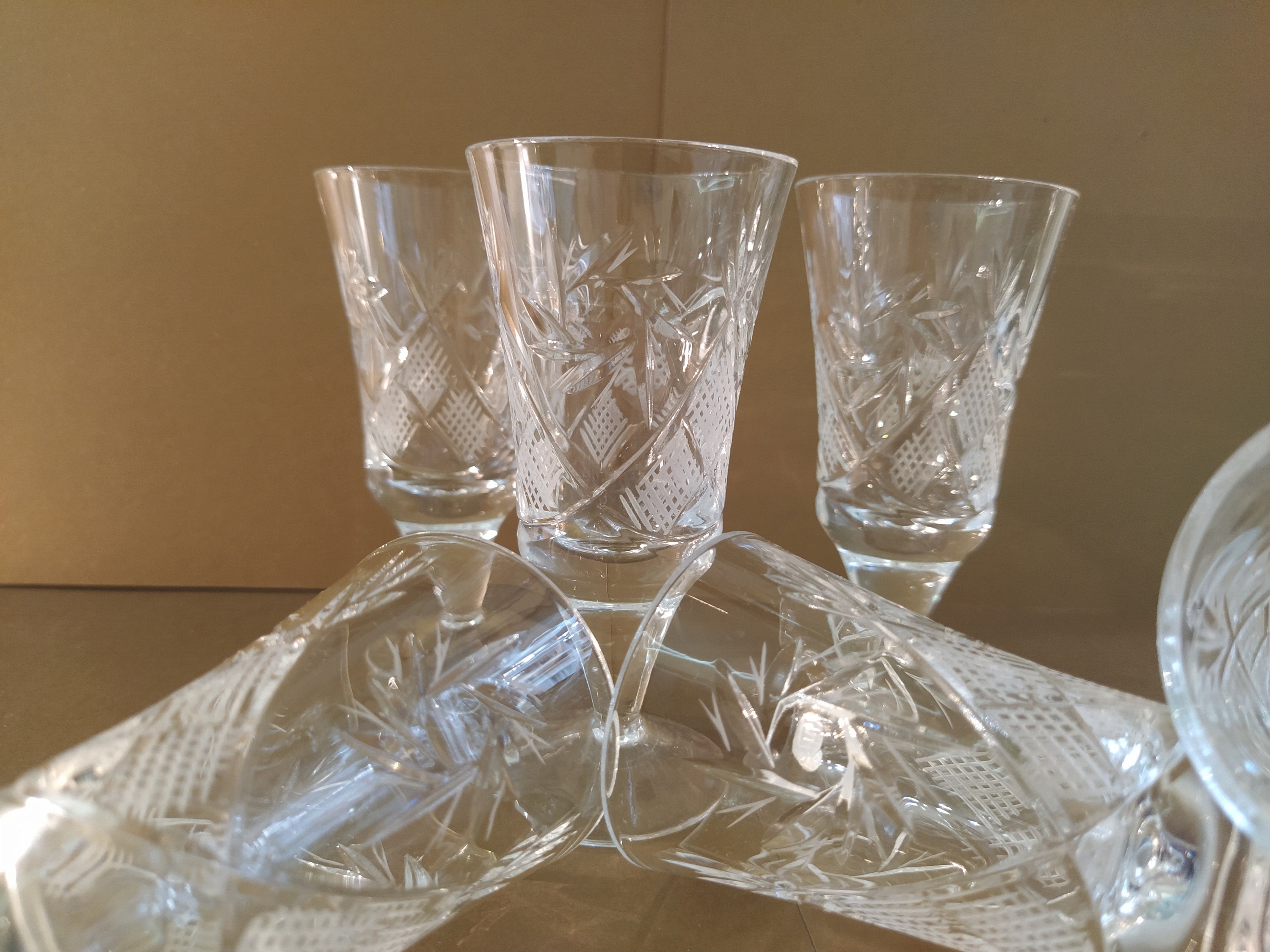 Vintage cut crystal glasses Set of 6 crystal shot glasses Etsy