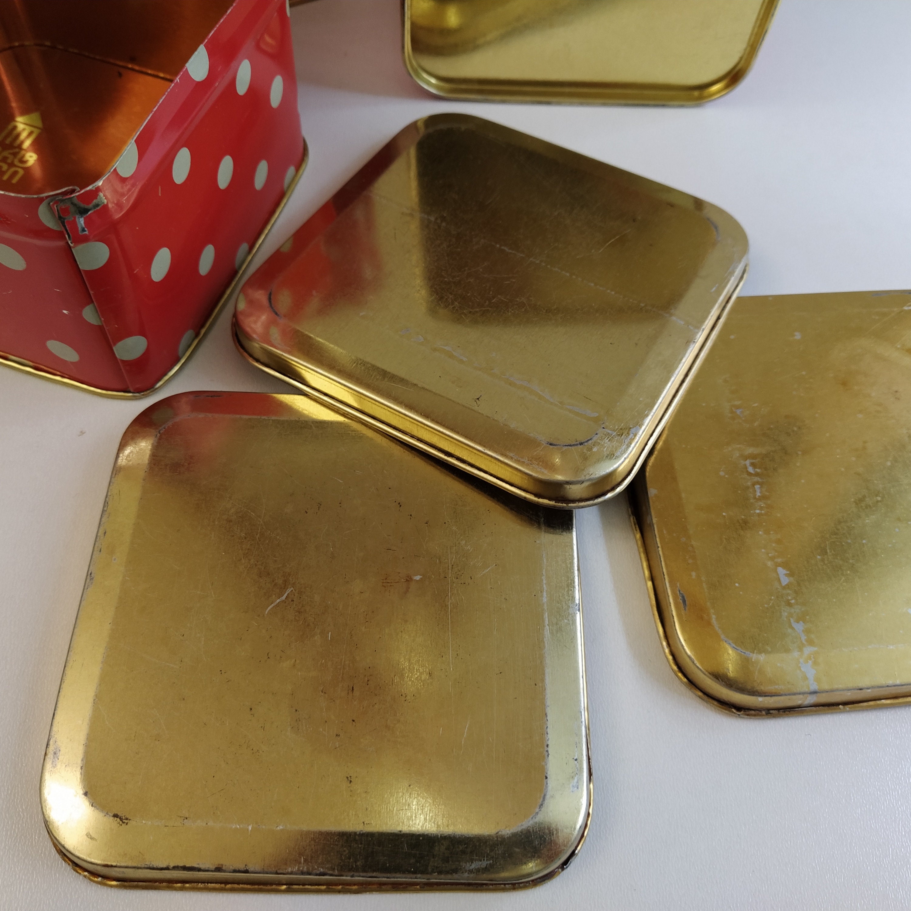Square Vintage metal storage box with lid Kitchen set 3 Etsy