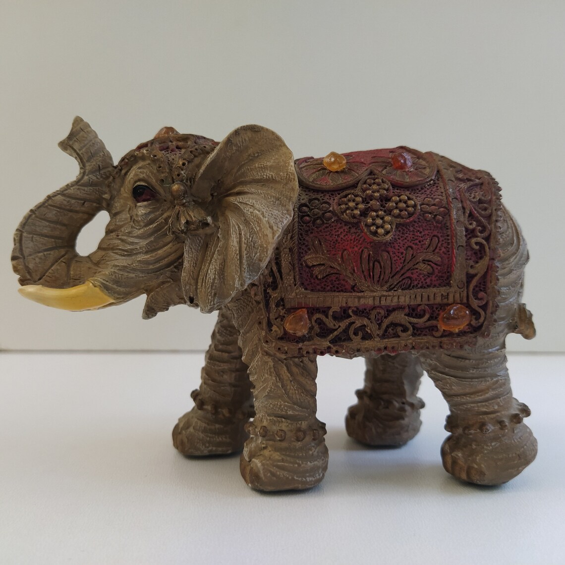 Lucky elephant statue trunk up brass tone Rare elephant Etsy