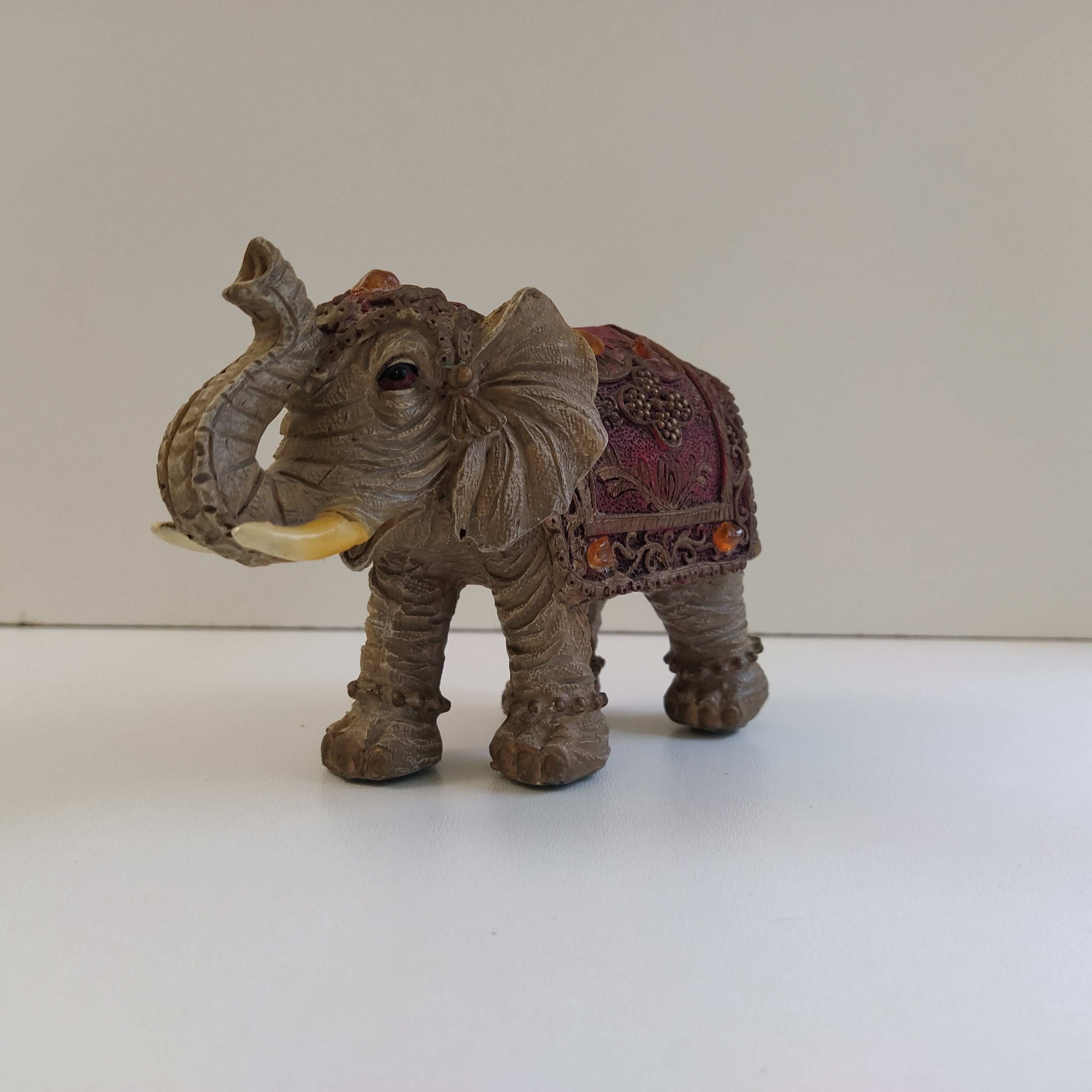 Lucky elephant statue trunk up brass tone Rare elephant Etsy