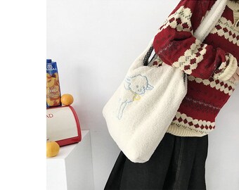fuzzy lamb tote bag