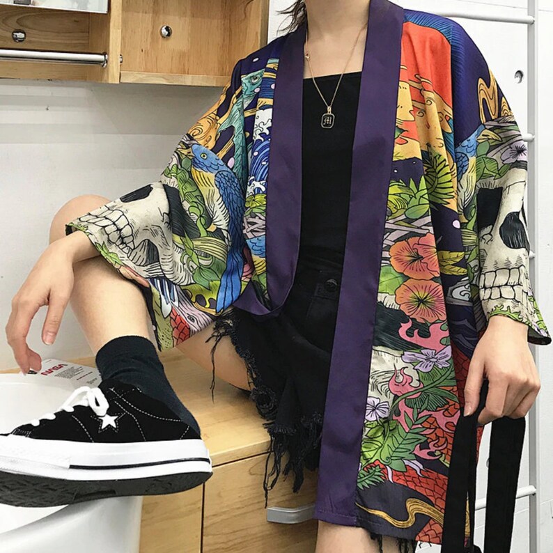 Japanische Pop Art Schadel Welle Schlange Vogel Street Fashion Etsy