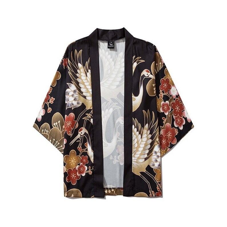 Unisex Dragon Snow Fox Mythical Creatures Printed All Over Soft Wrinkle Free Men Women Yukata Kimono Style Harajuku Streetwear White Robes