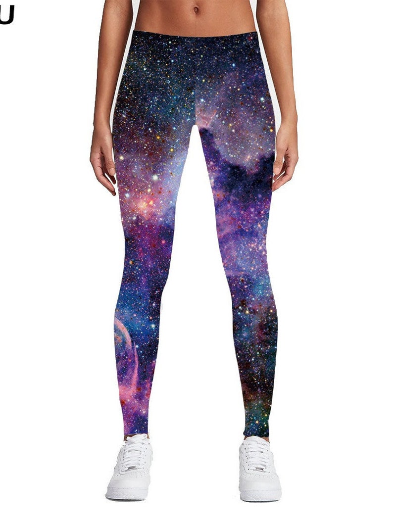 Galaxy Stars World Map Floral Music Note Fun Designs Patterns Sharp Color 3D Printed Compression Front Back Comfortable Leggings Pants