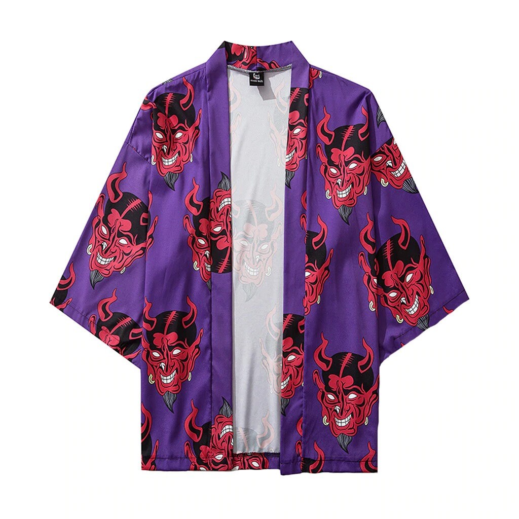 Japanese Pop Art Devil Demon Mask Pink Purple Elegant | Etsy