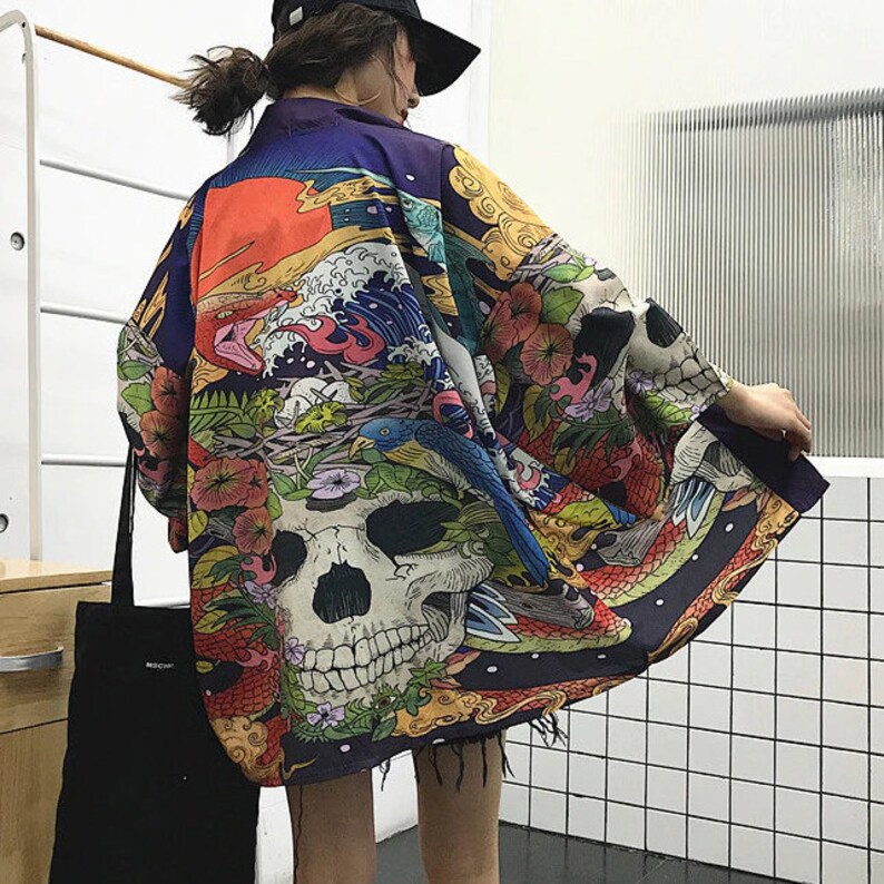 Japanische Pop Art Schadel Welle Schlange Vogel Street Fashion Etsy