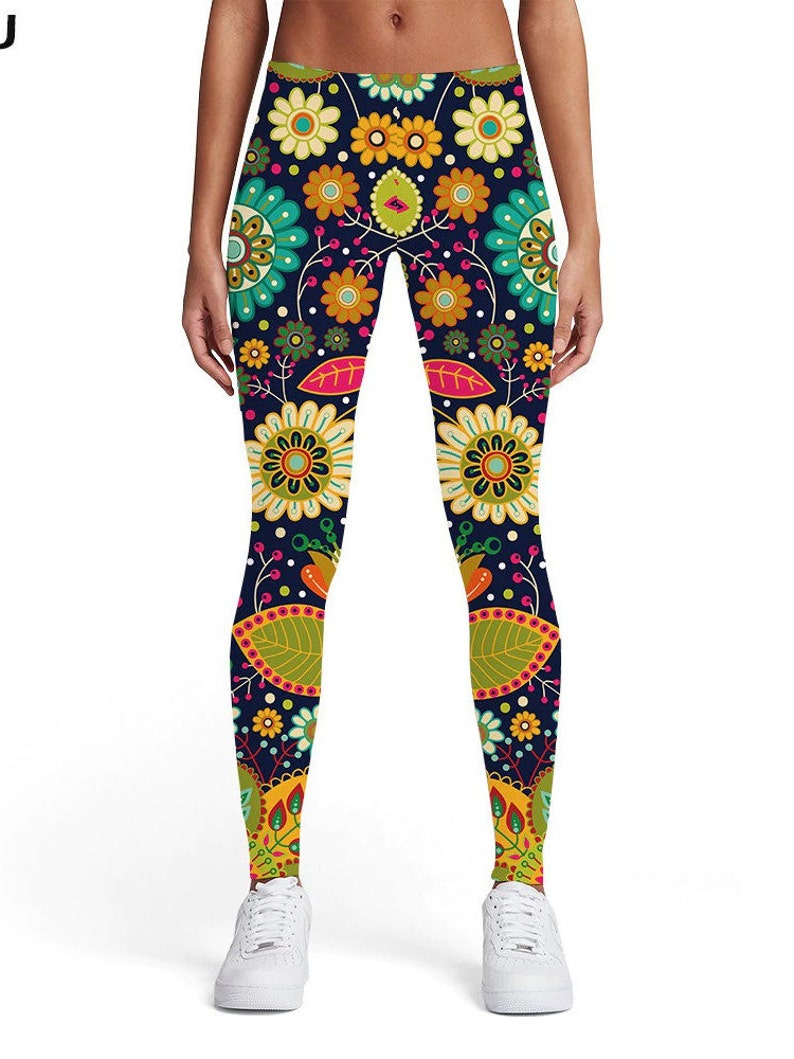 Galaxy Stars World Map Floral Music Note Fun Designs Patterns Sharp Color 3D Printed Compression Front Back Comfortable Leggings Pants
