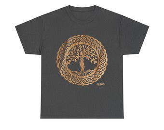 Camiseta de algodón con diseño de artista celta del árbol de la vida