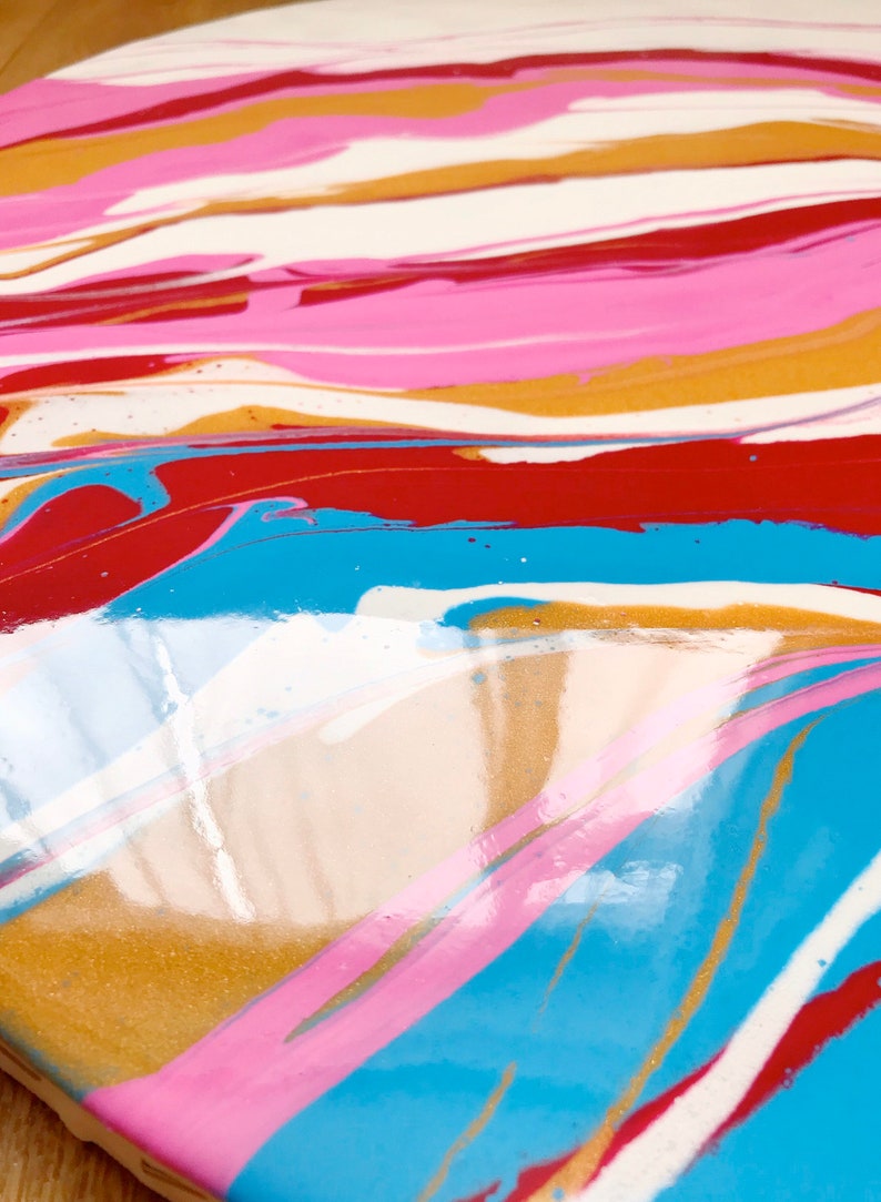 Large Round Canvas Resin Artwork Resin Pour Painting Ready Etsy