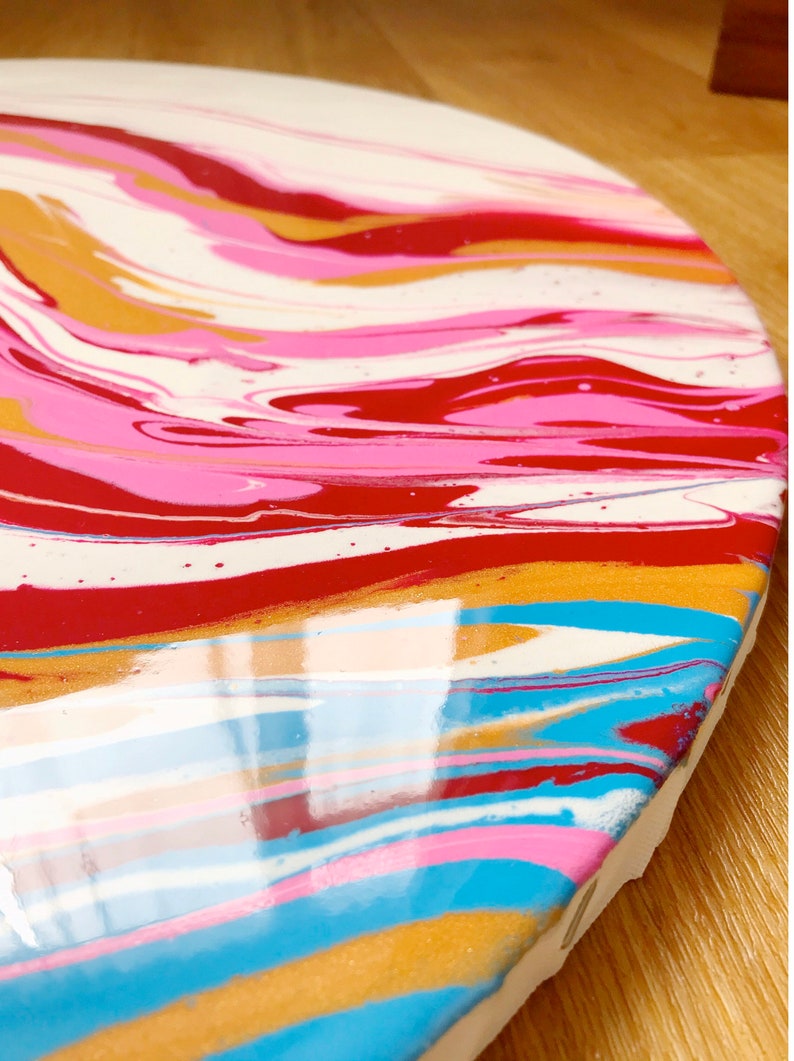 Large Round Canvas Resin Artwork Resin Pour Painting Ready Etsy