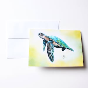 Tarjetas de felicitación, tortuga marina (paquete de 10 o 20)