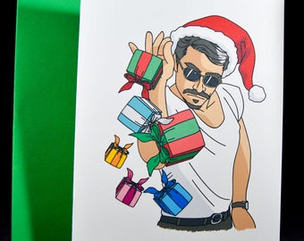 Holiday Card Salt Bae - Funny Christmas Card, Pop Culture Christmas Card, Santa, Funny Holiday Card, Meme Christmas Card, Internet Memes