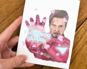 I Love You 3000 Card - Cute Love Card, Pop Culture Love Card, Super Hero Love Card, Father's Day Card, Happy Father's Day, Anniversary Card