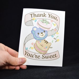 Thank You You&#39;re Sweet Macaron Card - Cute Thank You Card, Kawaii, Appreciation, Weeb, Anime, Foodie Gift, Aesthetic, Cute Desserts