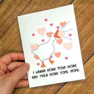 Quiero tocar la bocina tu tarjeta de amor Honk Goose - Tarjeta divertida de amor de ganso, tarjeta Meme de ganso, tarjeta de juego de ganso, tarjeta de aniversario divertida, memes de Internet