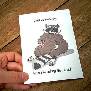 Op zoek als een snack wasbeer liefdeskaart - grappige liefdeskaart, ordinaire liefdeskaart, grappige jubileumkaart, Trash Panda Card, wasbeer Lovey, voor BF