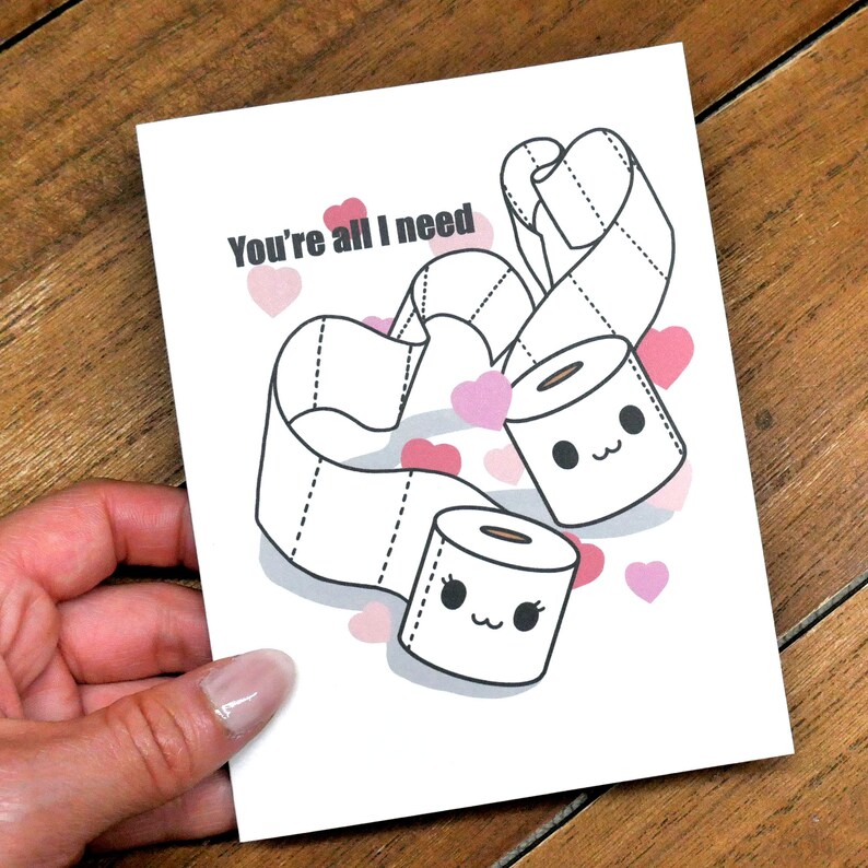 Cute Toilet Paper Quarantine Love Card Happy Anniversary Card, Cute Wedding Card, You're All I Need, I've Got Your Back, Kawaii Love Card image 6