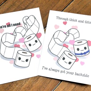 Cute Toilet Paper Quarantine Love Card Happy Anniversary Card, Cute Wedding Card, You're All I Need, I've Got Your Back, Kawaii Love Card image 1