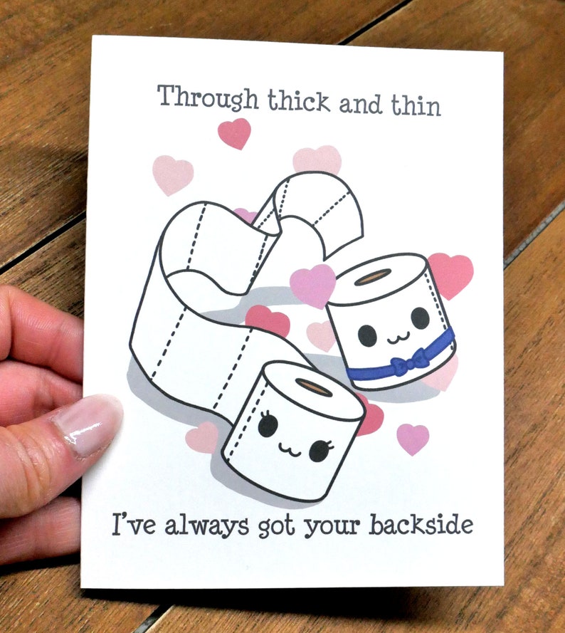 Cute Toilet Paper Quarantine Love Card Happy Anniversary Card, Cute Wedding Card, You're All I Need, I've Got Your Back, Kawaii Love Card image 3