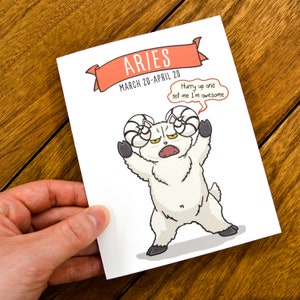 Schattig Ram Horoscoop Kaart - Astrologie Kaarten, Ram Citaten, Ram Verjaardag, Ram Geschenken, Grappige Astrologische Teken Geschenken, Horoscoop Cadeau, Katten