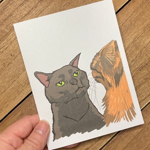 Zoning Out Cat Meme Card - Biglietto vuoto con gatto nero, divertenti meme di Internet, biglietti di cultura pop, tendenze di TikTok, biglietti di auguri per tutte le occasioni
