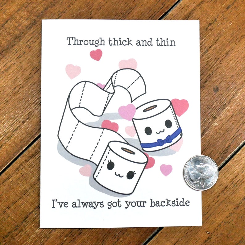 Cute Toilet Paper Quarantine Love Card Happy Anniversary Card, Cute Wedding Card, You're All I Need, I've Got Your Back, Kawaii Love Card image 4