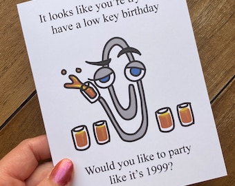 Paper Clip Meme Birthday Nostalgia Greeting Card - Funny Birthday Card, 90’s Nostalgia, Office Birthday, Millennial, Birthday Humor
