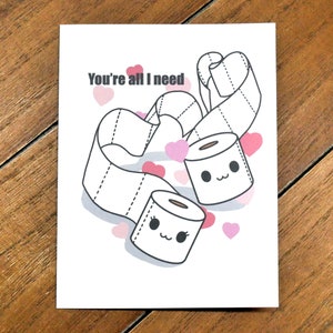 Cute Toilet Paper Quarantine Love Card Happy Anniversary Card, Cute Wedding Card, You're All I Need, I've Got Your Back, Kawaii Love Card image 8