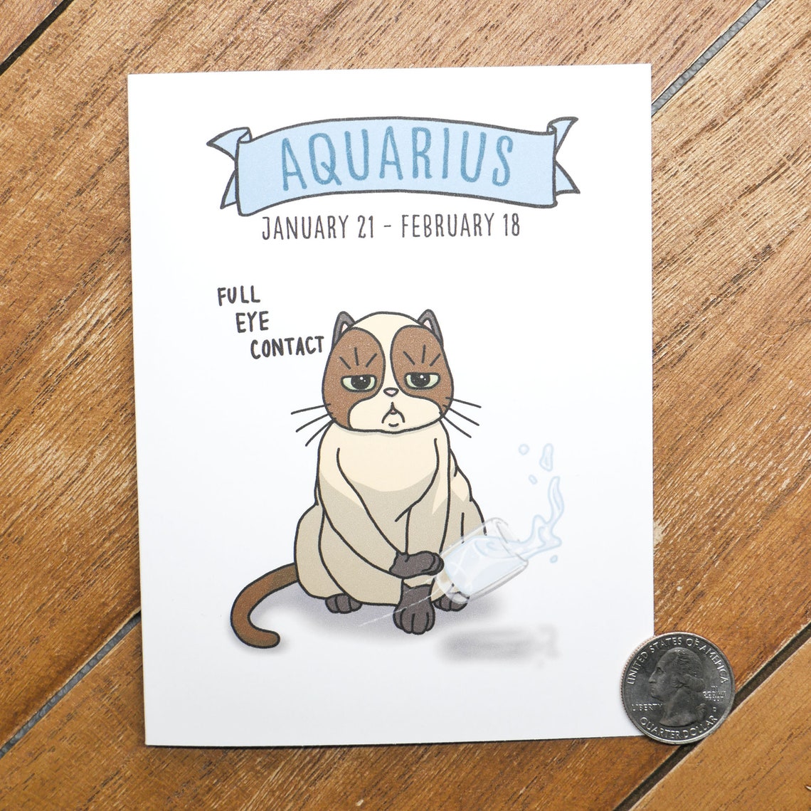 Aquarius Cat Horoscope Astrology Greeting Card Astrology Etsy