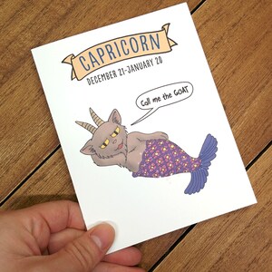 Chat Horoscope Capricorne Carte de voeux - Carte d'anniversaire Capricorne, Cadeau Horoscope, La Chèvre, Chat Zodiaque, Astrologie, Cadeau d'anniversaire de janvier