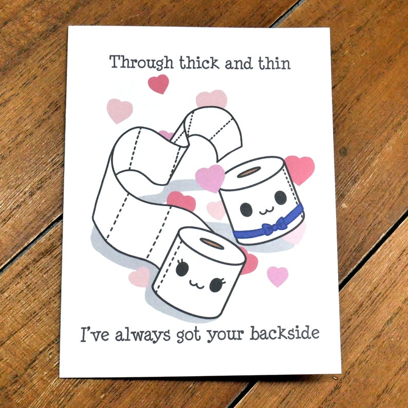 Cute Toilet Paper Quarantine Love Card Happy Anniversary Card, Cute Wedding Card, You're All I Need, I've Got Your Back, Kawaii Love Card image 5
