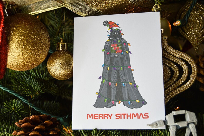 Joyeux Sithmas Carte de Noël Pop Culture Noël, Carte de Noël, Carte de Noël mignonne, Carte de culture pop mignonne, Noël drôle, Geeky, Ringard image 4