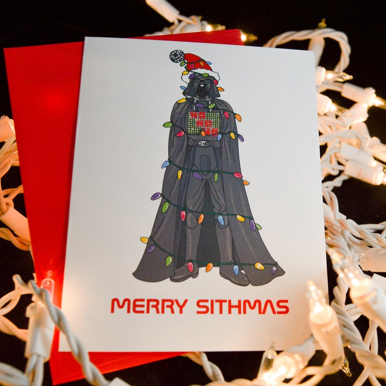 Joyeux Sithmas Carte de Noël Pop Culture Noël, Carte de Noël, Carte de Noël mignonne, Carte de culture pop mignonne, Noël drôle, Geeky, Ringard image 2