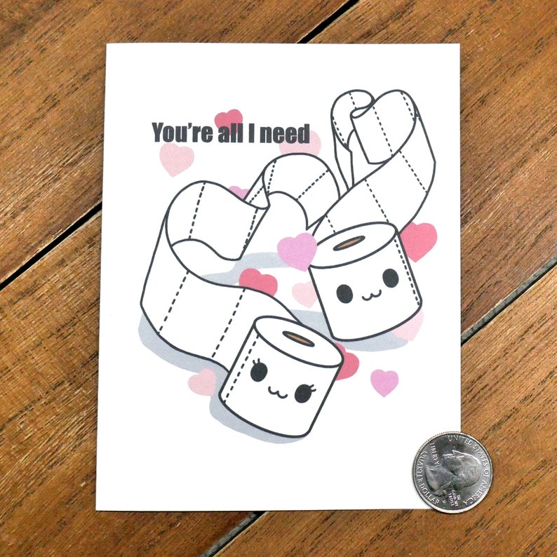 Cute Toilet Paper Quarantine Love Card Happy Anniversary Card, Cute Wedding Card, You're All I Need, I've Got Your Back, Kawaii Love Card image 7