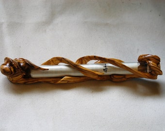 Mezuzah case from olive wood for door - Unique Jewish art made in Israel - Handmade Judaica for wedding gifts