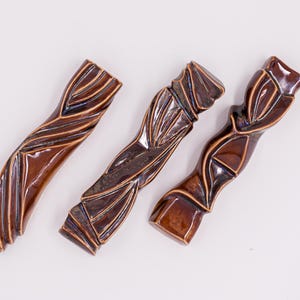 Handmade Ceramic Mezuzah Set: Brown Judaica Art From Israel