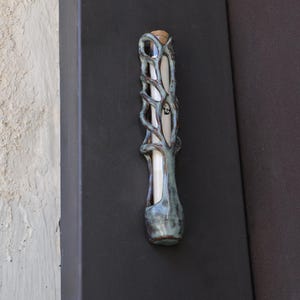 Ceramic mezuzah "Tree of life" unique piece handmade by the Israeli artist Asaf Man - One of a kind judaica mezuzah cover with glass tube