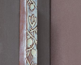 Ceramic Mezuzah Case handmade "Pomegranates" Modern Jewish Art design unique mezuzah cover