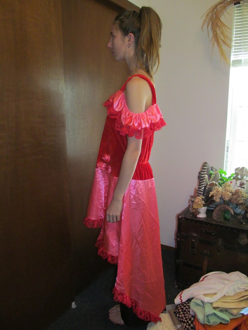Lace Dress Velvet Costume Harajuku or Western Style Ruffly Satin