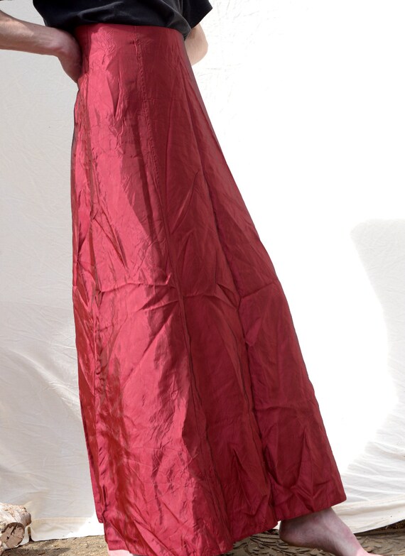 Vintage Metallic Red Floor-Length Skirt by Michael