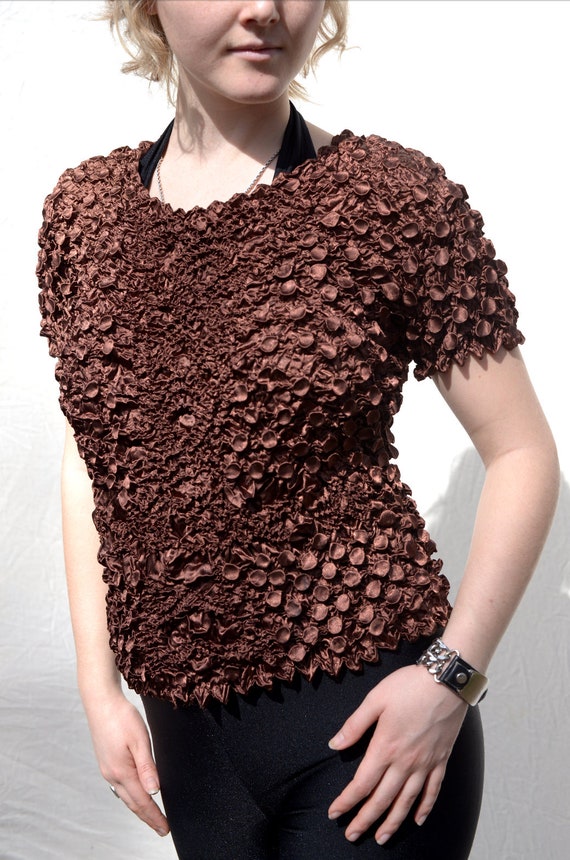 Magic Bubble Metallic Popcorn Satin Bronze Shirt.